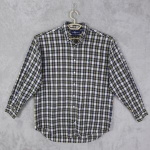Ralph Lauren Seersucker Button Up Shirt Mens Size M Long Sleeve Check Plaid Pony